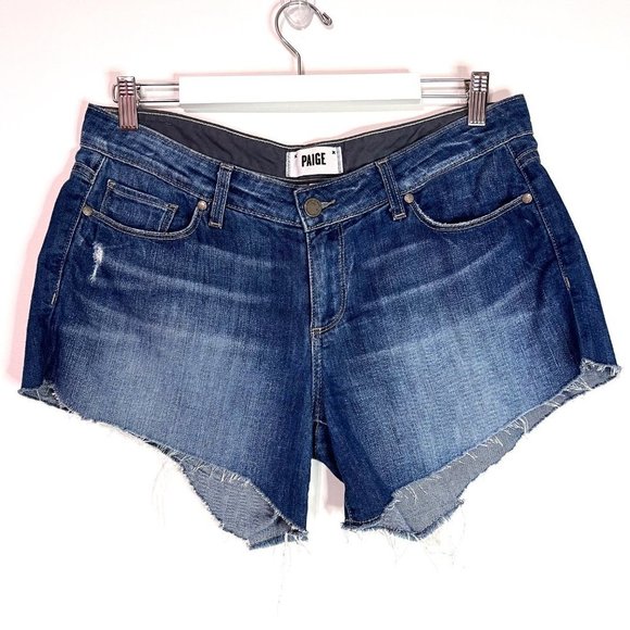 paige Pants - Paige Denim Blue Frayed Hem "Jimmy Jimmy" Jean Shorts in Penelope Size 29